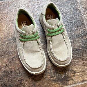 Ariat Kids Moccasins in Cream and Green